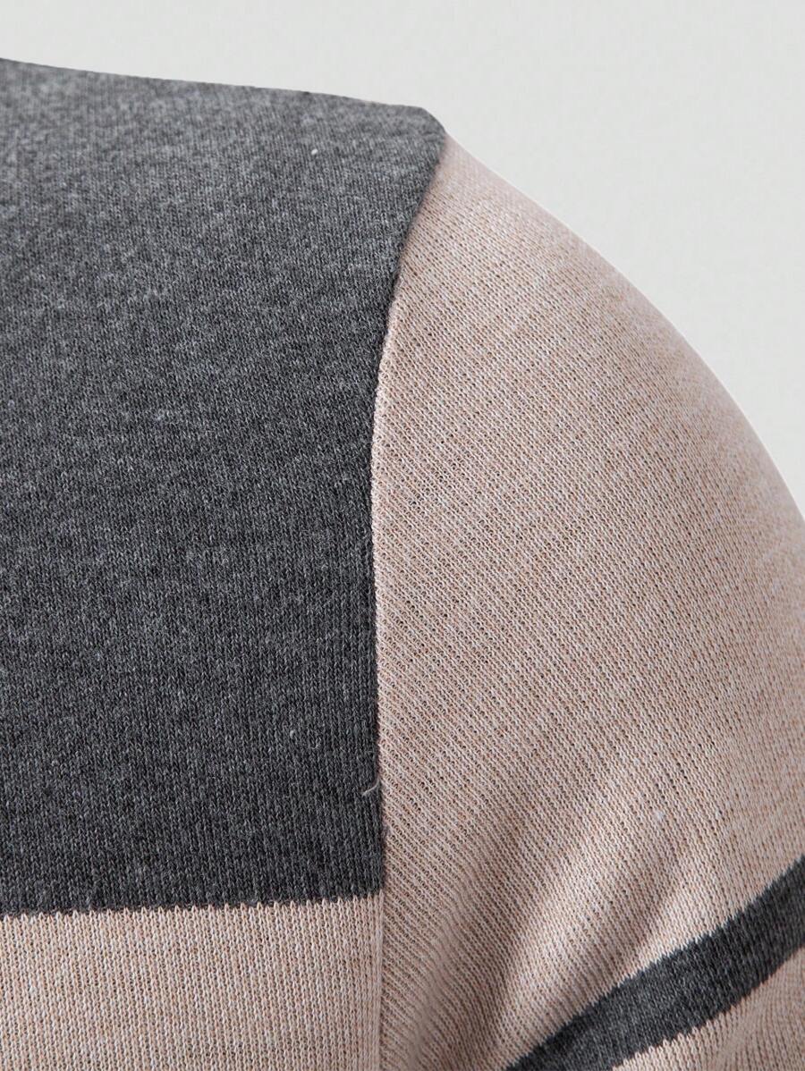 RONVE Striped Knit Half-Zip