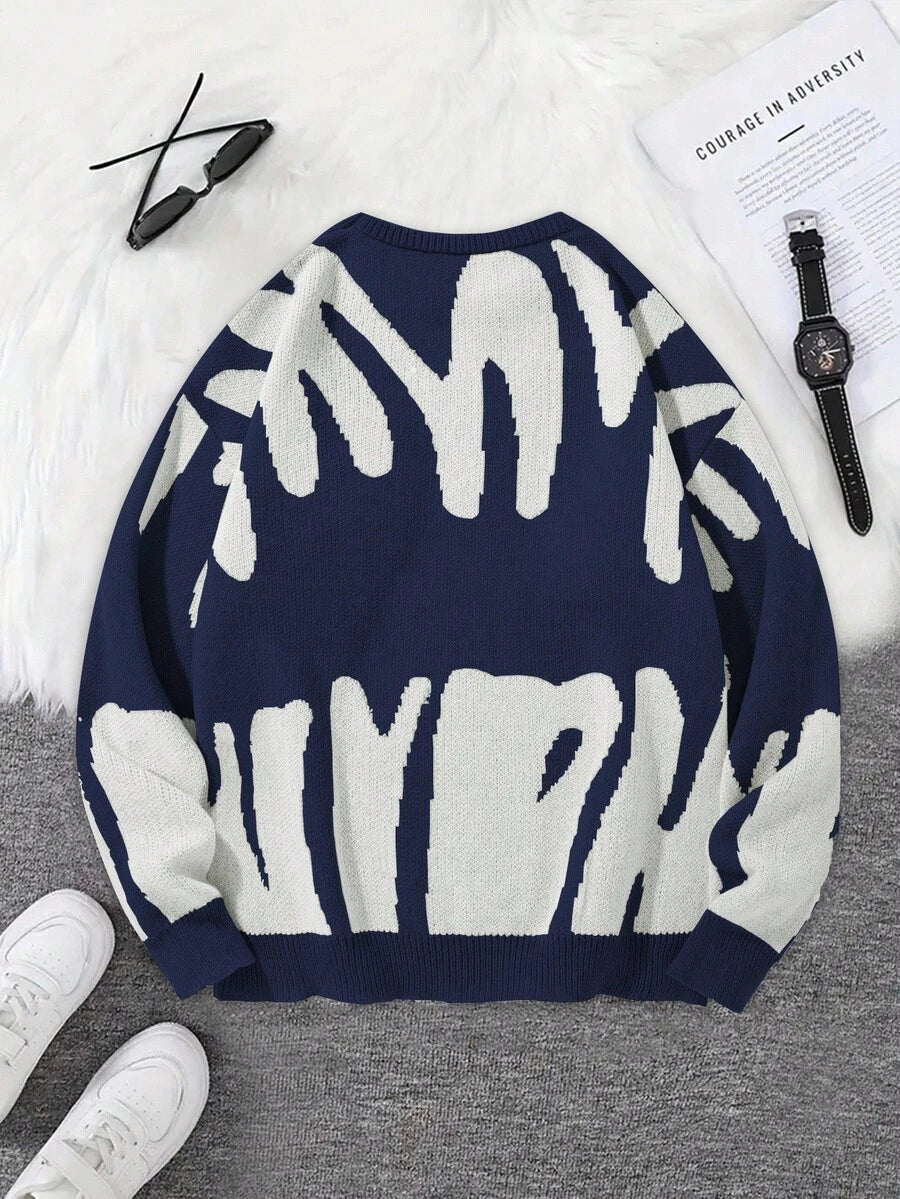 Manfinity Hypemode Casual men's sweater with Round neck, Long Sleeves, and Graphic detail