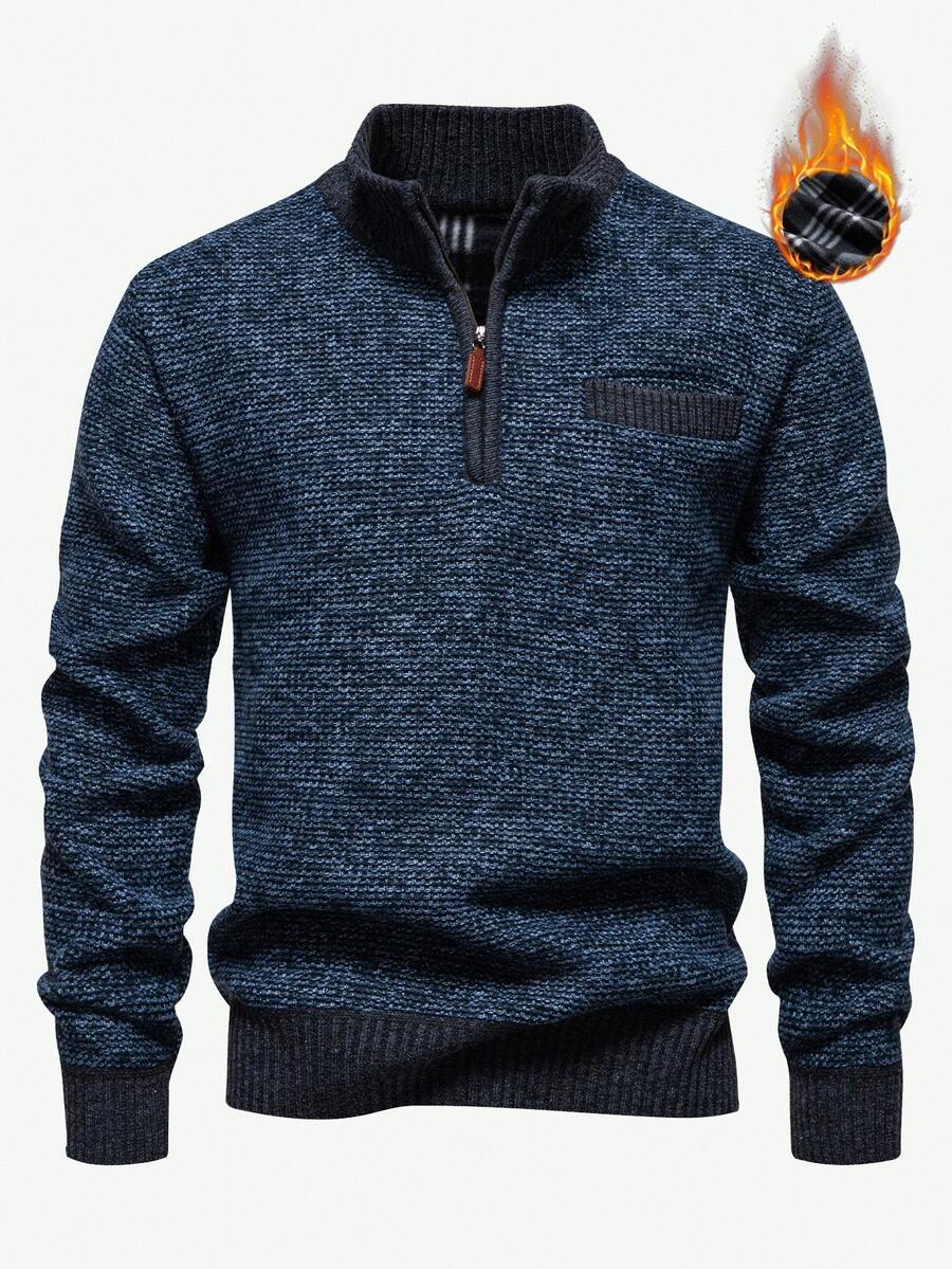 RONVE Striped Knit Half-Zip