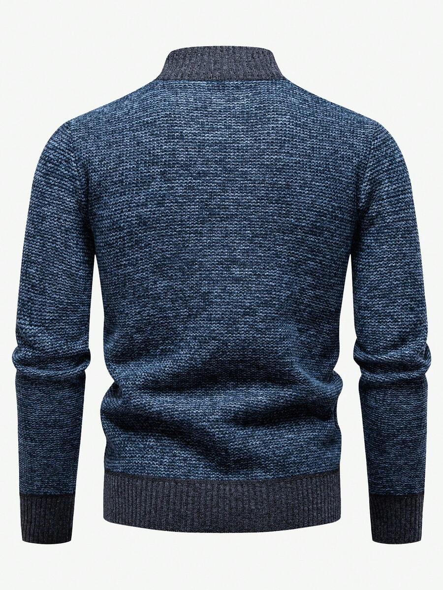 RONVE Striped Knit Half-Zip
