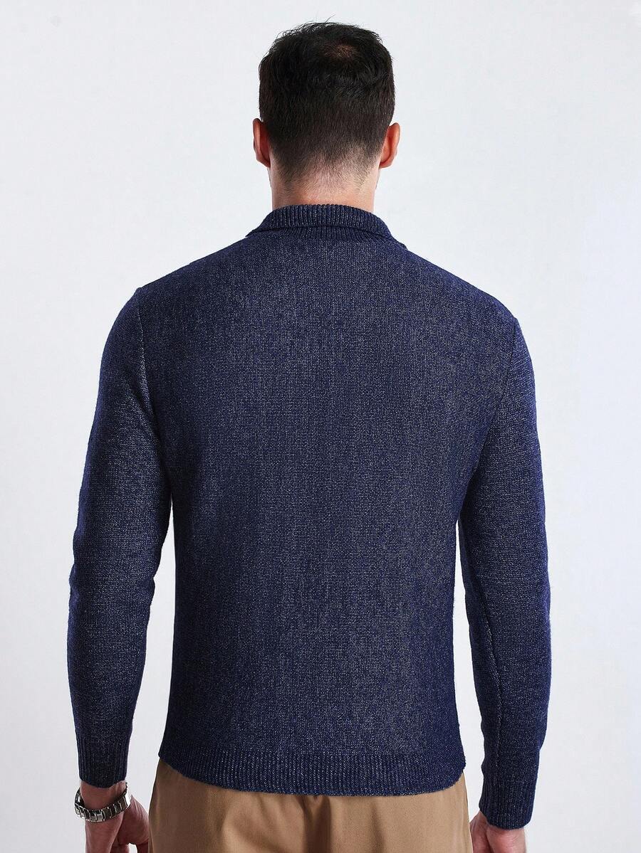 RONVE Striped Knit Half-Zip