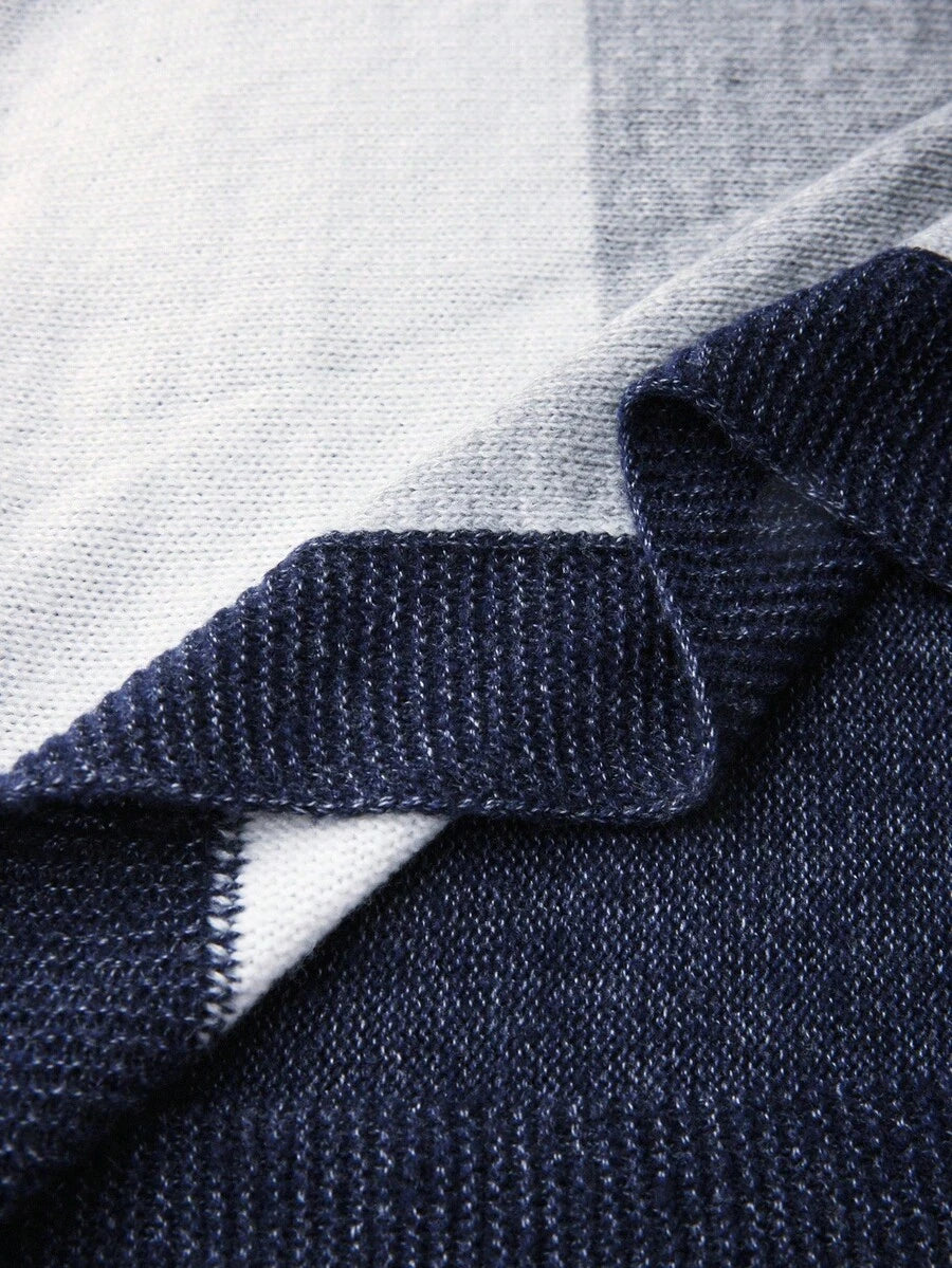RONVE Striped Knit Half-Zip