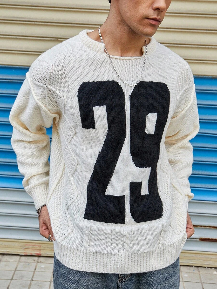 Manfinity Hypemode Casual men's sweater with Round neck, Long Sleeves, and Graphic detail