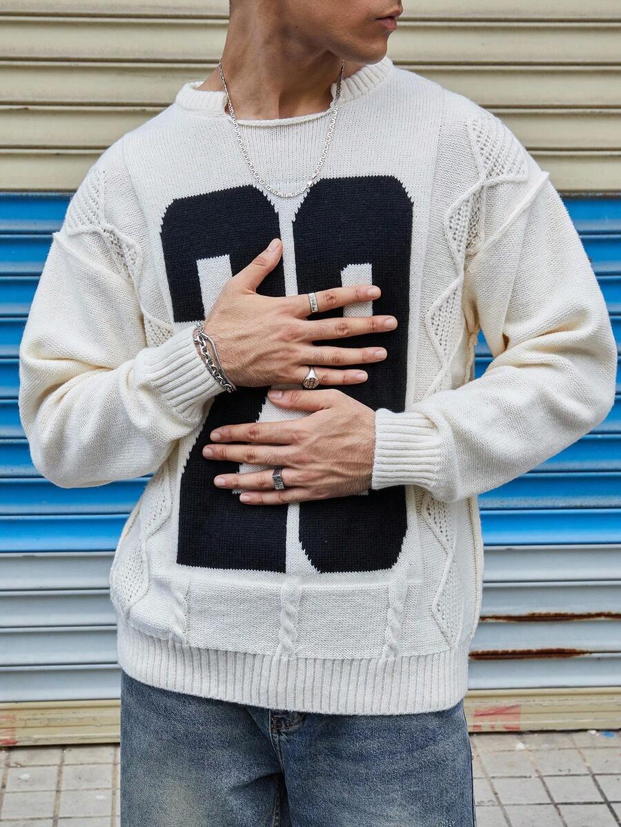 Manfinity Hypemode Casual men's sweater with Round neck, Long Sleeves, and Graphic detail