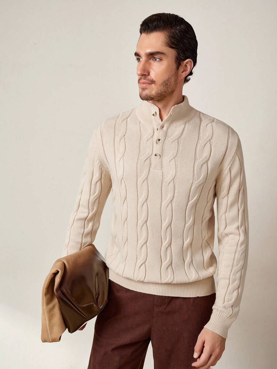 RONVE Striped Knit Half-Zip