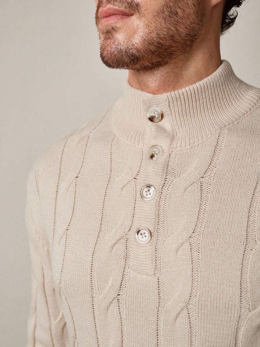 RONVE Striped Knit Half-Zip