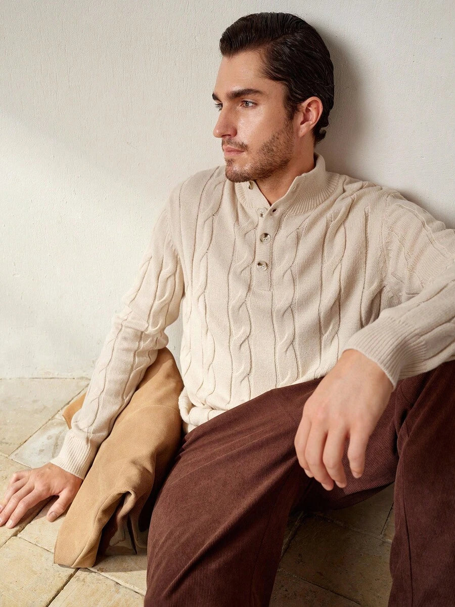 RONVE Striped Knit Half-Zip