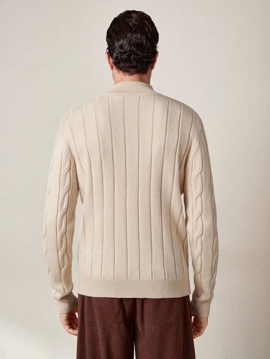 RONVE Striped Knit Half-Zip