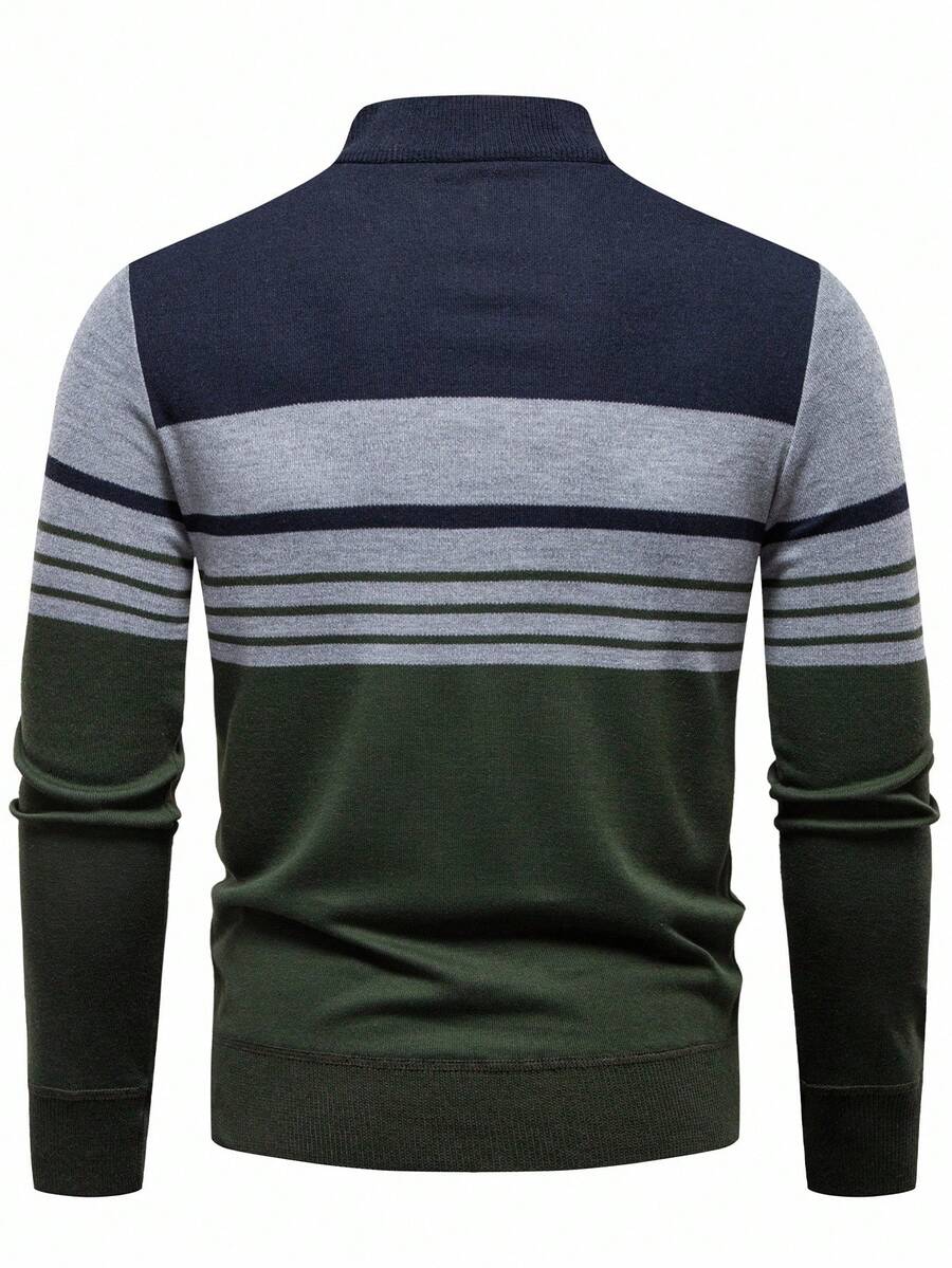RONVE Striped Knit Half-Zip