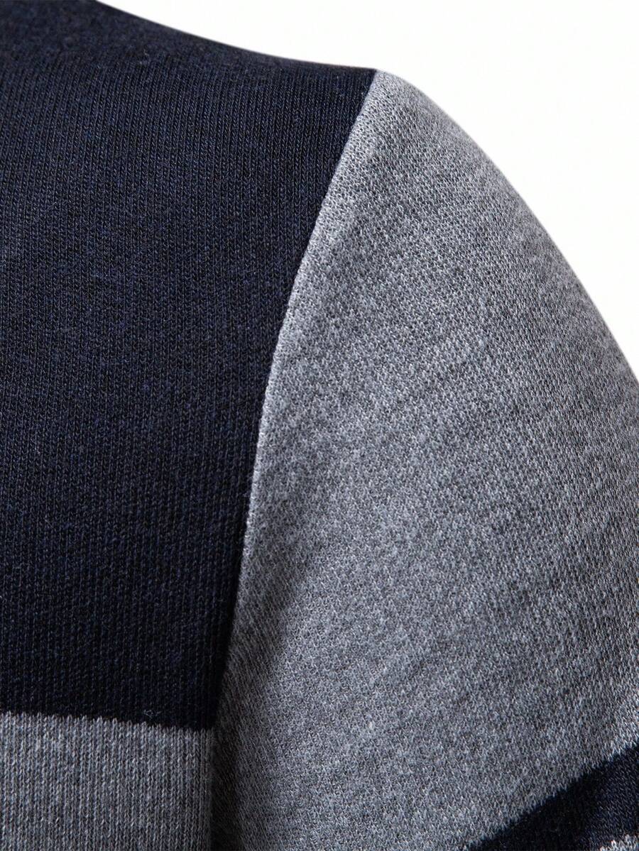 RONVE Striped Knit Half-Zip