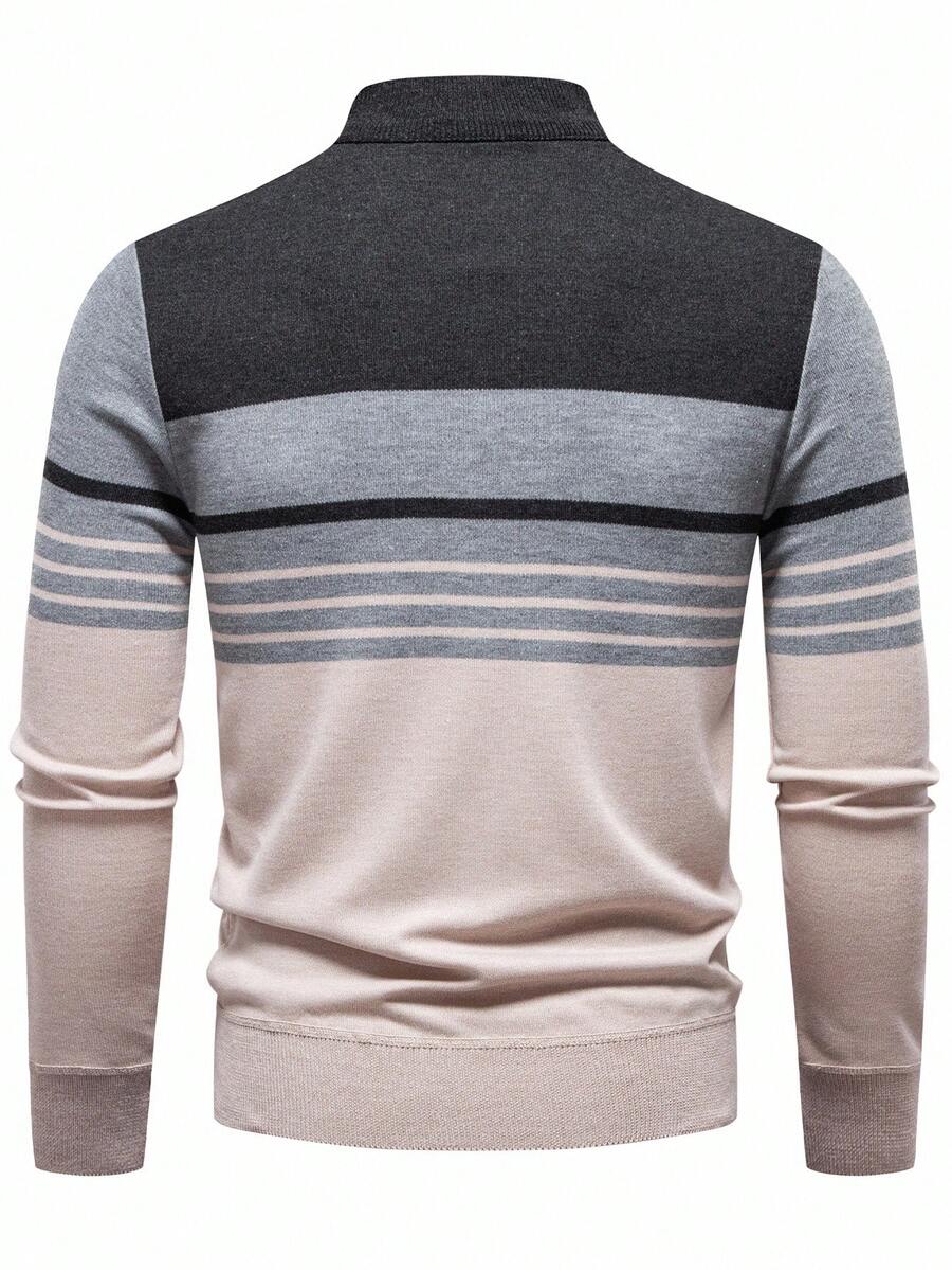 RONVE Striped Knit Half-Zip