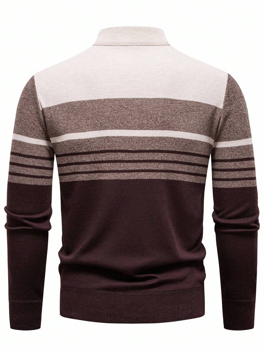 RONVE Striped Knit Half-Zip
