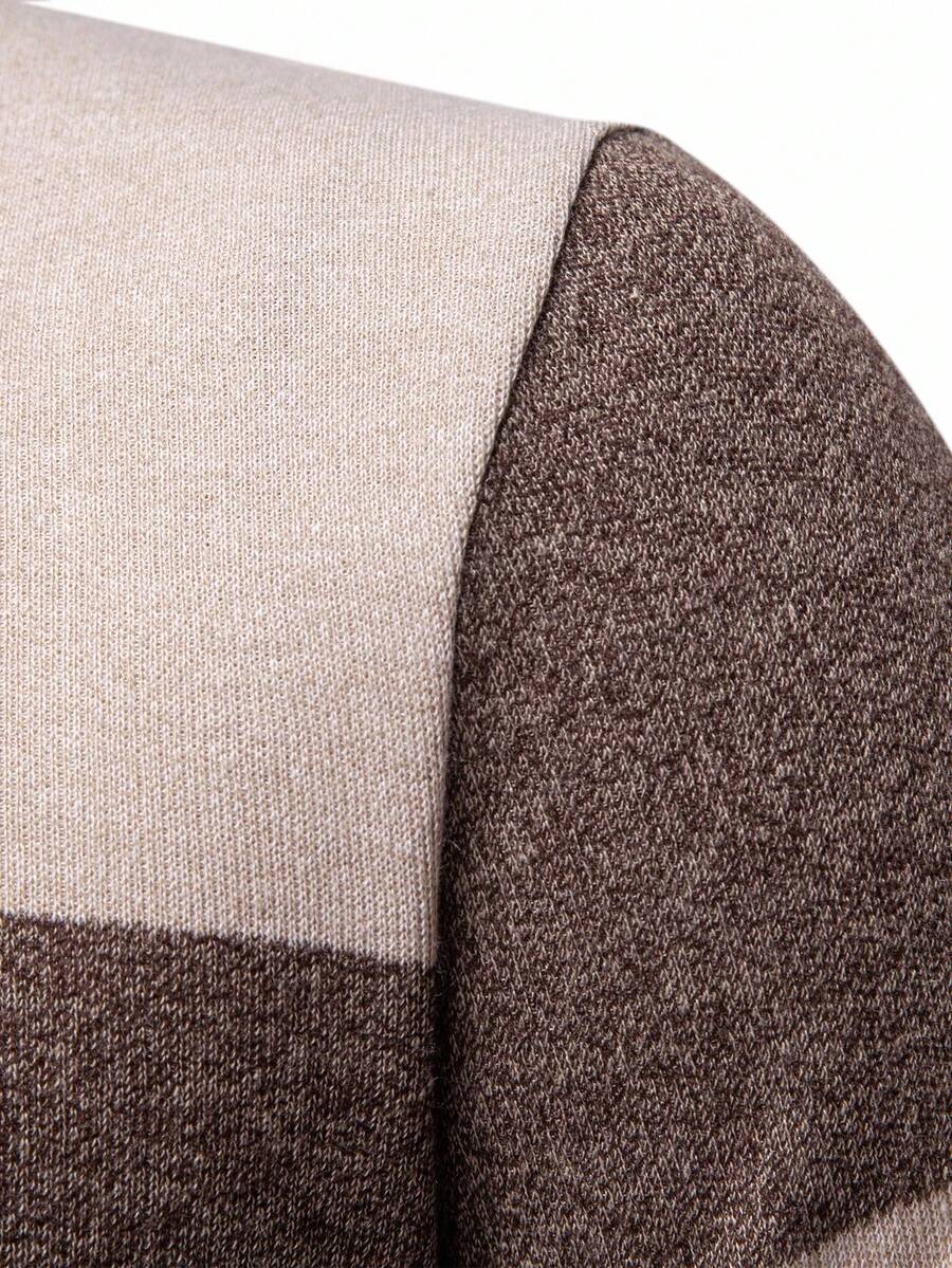 RONVE Striped Knit Half-Zip