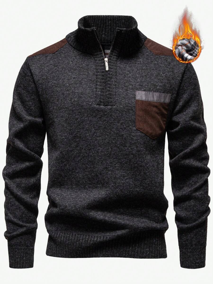 RONVE Striped Knit Half-Zip