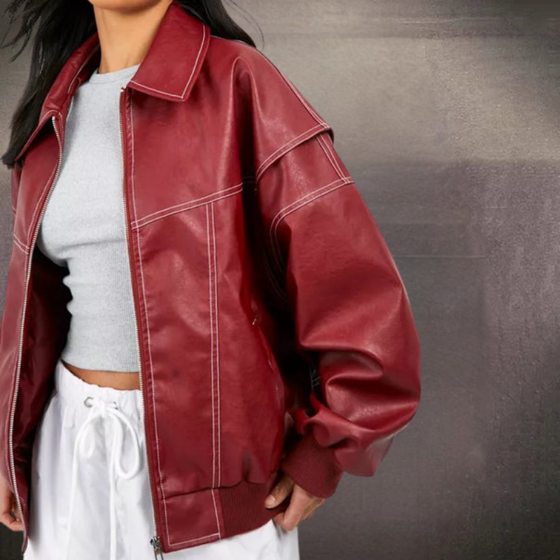 Faye™ - Oversized Leather Jacket