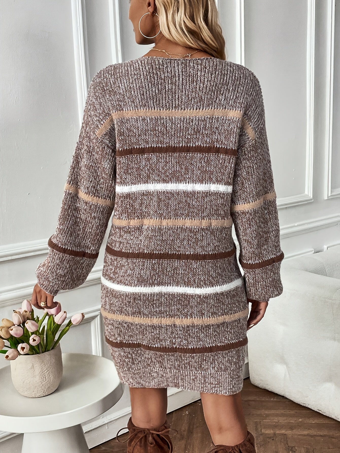 Elegant | Striped Sweater Dress