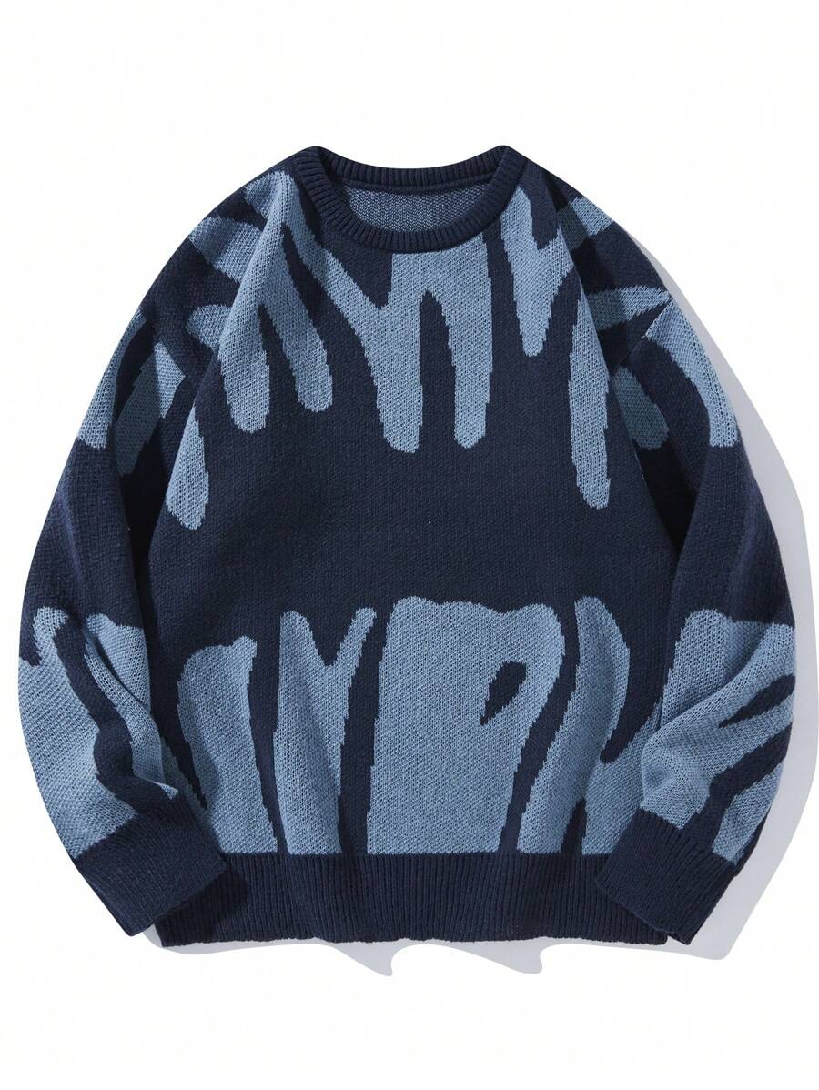 Manfinity Hypemode Casual men's sweater with Round neck, Long Sleeves, and Graphic detail