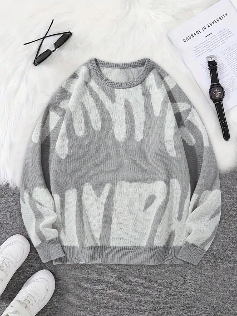 Manfinity Hypemode Casual men's sweater with Round neck, Long Sleeves, and Graphic detail