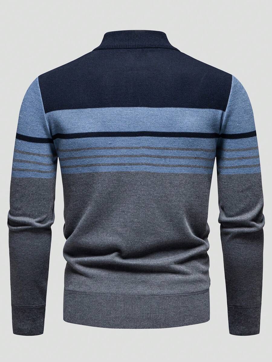 RONVE Striped Knit Half-Zip