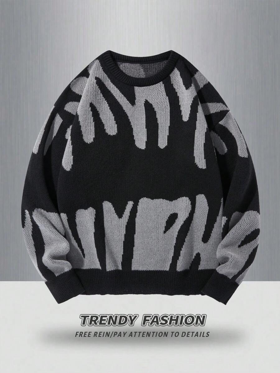 Manfinity Hypemode Casual men's sweater with Round neck, Long Sleeves, and Graphic detail