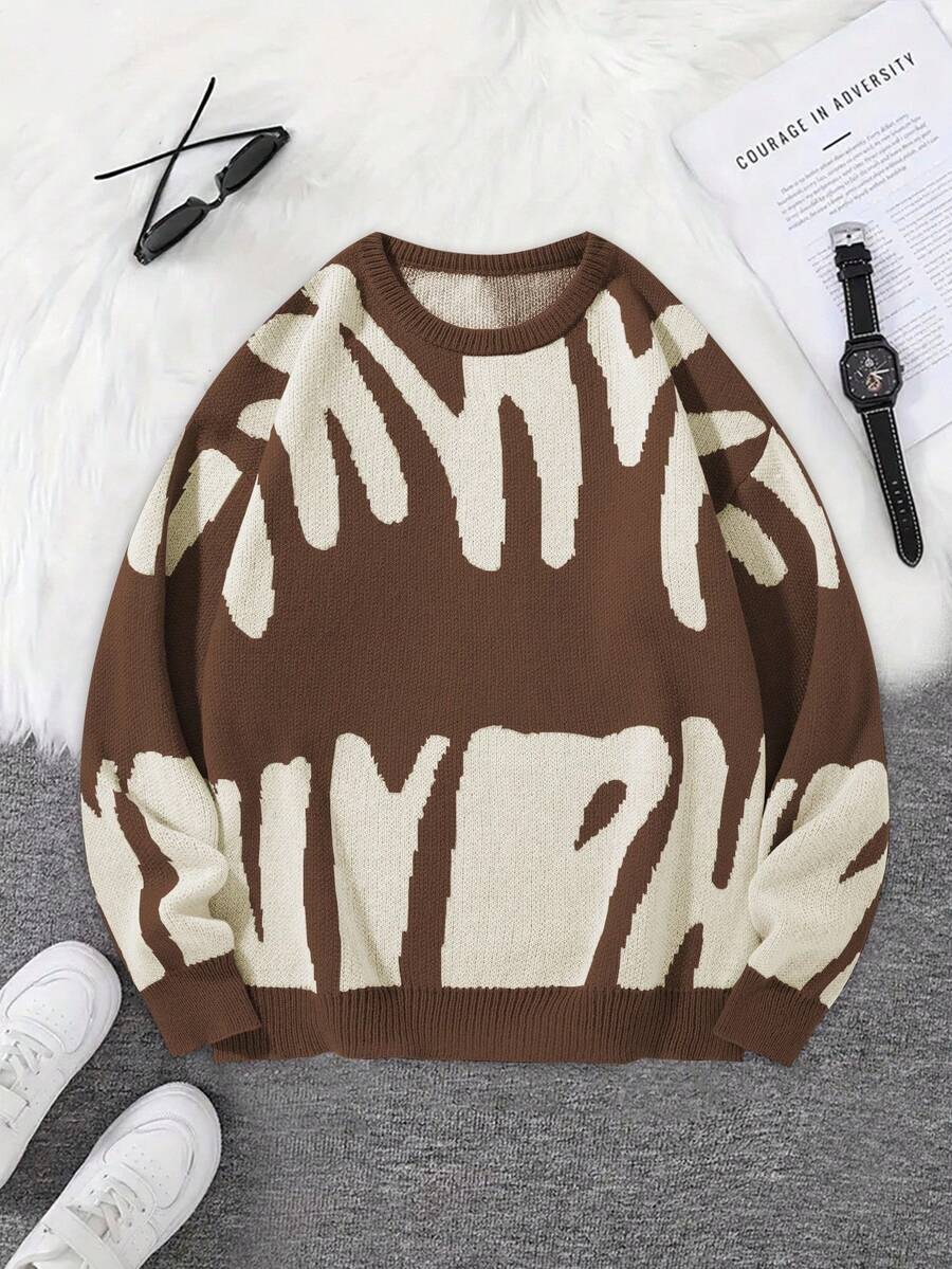 Manfinity Hypemode Casual men's sweater with Round neck, Long Sleeves, and Graphic detail