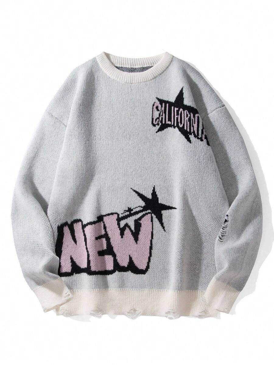 Manfinity Hypemode Casual men's sweater with Round neck, Long Sleeves, and Graphic detail