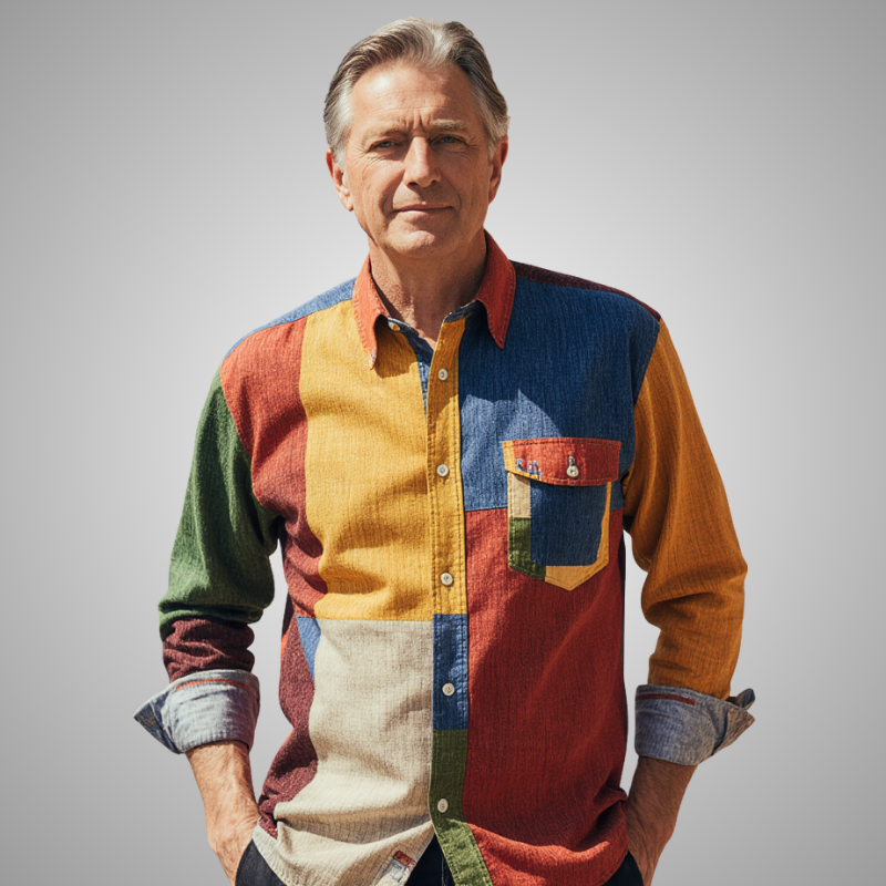Mirco | Stylish Multicolor Patchwork Shirt
